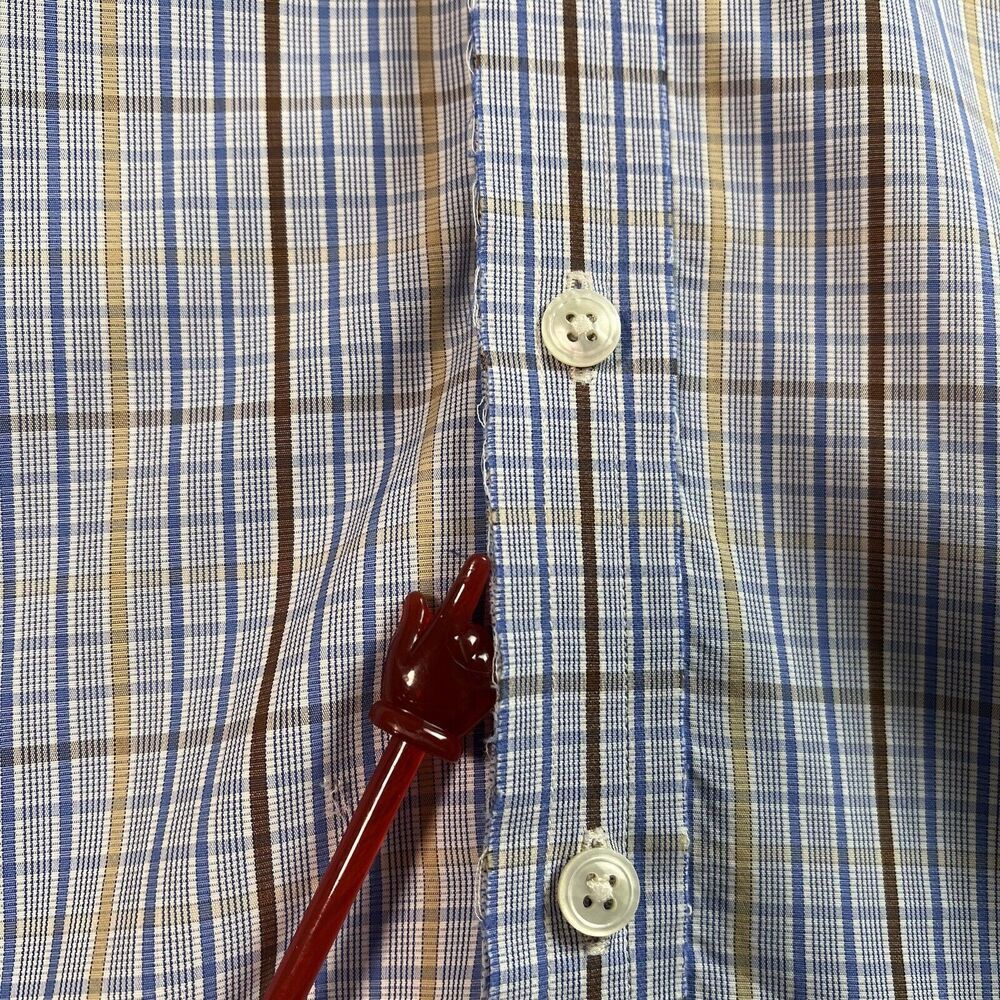 Turnbull & Asser‎ Bespoke Mens Dress Shirt XL?*READ Blue Plaid Button Down - Picture 8 of 16